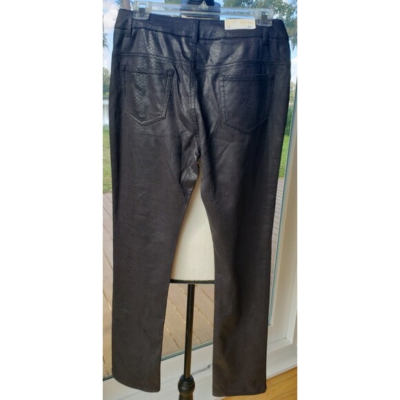 $118 Eric Jenny Jean Sz 4 Tummy Control Textured MID Rise Black Snakeskin Pants - Picture 2 of 14